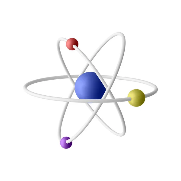 Трехмерный Реалистичный Атом Орбитальными Электронами Белом Фоне Ядерная Энергия Научные — стоковый вектор
