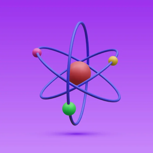 Realistisches Atom Mit Orbitalen Elektronen Isoliert Auf Blauem Hintergrund Kernenergie — Stockvektor