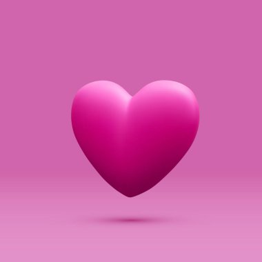 3D gerçekçi kırmızı kalp arka planda izole edilmiş. 3D Sevgililer Günü Kalbi. Vektör illüstrasyonu.