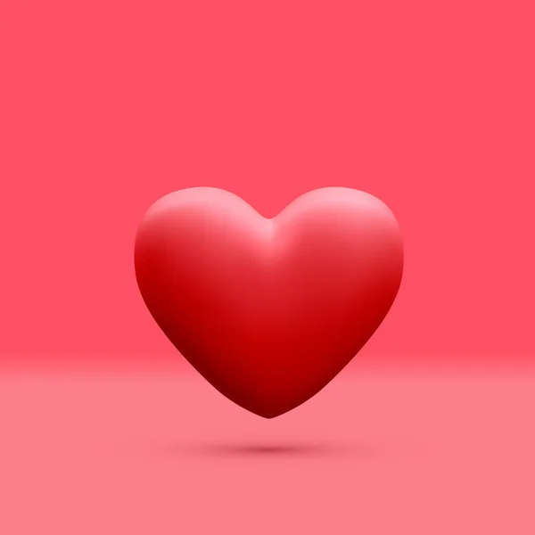 Coração Vermelho Realista Isolado Fundo Luz Renderizar Coração Dos Namorados —  Vetores de Stock