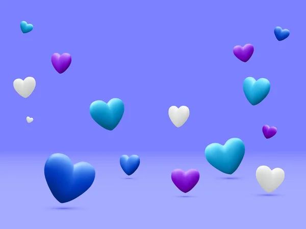 3D现实的情人节背景与心脏 情人节的横幅 生日贺卡设计 — 图库矢量图片