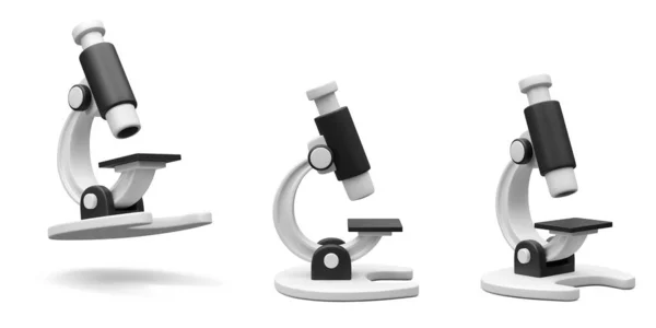 Ensemble Microscope Réaliste Isolé Sur Fond Lumière Science Pharmaceutique Éducation — Image vectorielle