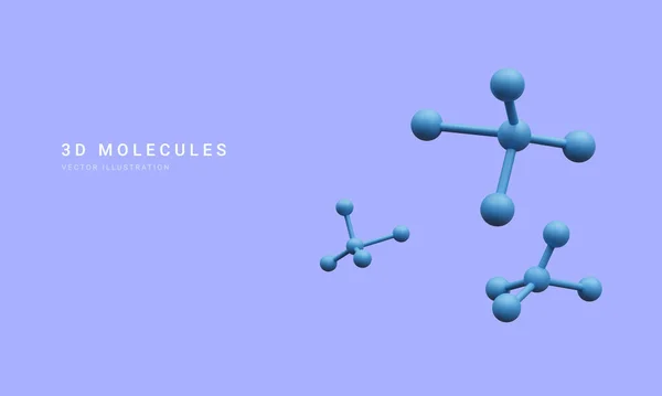 Realistyczne Abstrakcyjne Molekuły Izolowane Tle Baner Naukowy Dla Medycyny Biologii — Wektor stockowy
