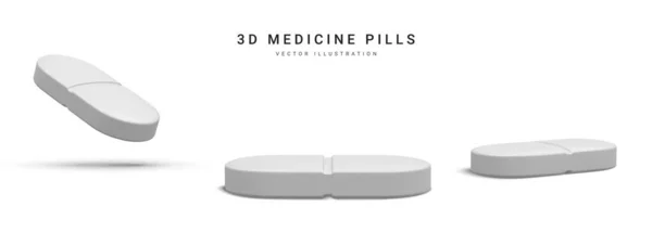 白い背景に隔離された3次元現実的な薬のセット 薬も薬も ベクターイラスト — ストックベクタ