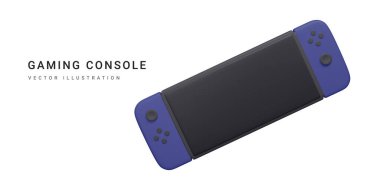 3D gerçekçi düğme oyun konsolu ışık arka planında izole edildi. Video oyunları konsept afişi. Vektör illüstrasyonu.