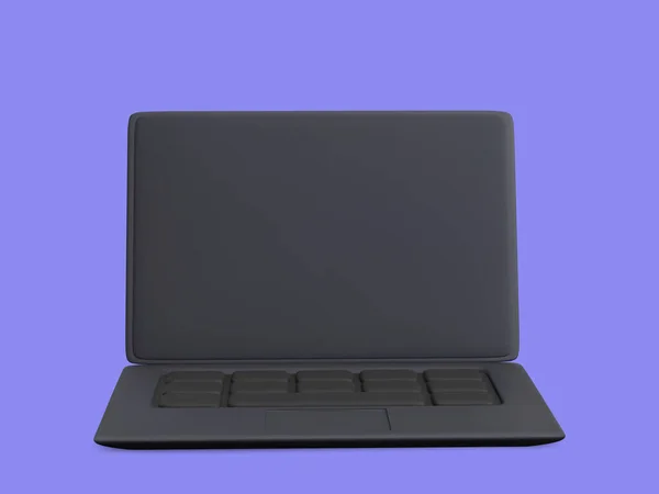 Realistischer Schwarzer Laptop Isoliert Auf Blauem Hintergrund Vektorillustration — Stockvektor