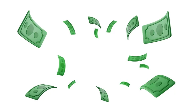 Набор Реалистичное Падение Зеленой Бумажной Валюты Счет Бумажные Деньги Летит — стоковый вектор