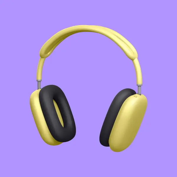 Realistic Gold Headphones Isolated Light Background Banner Advertising Wireless Earphones — Stock Vector