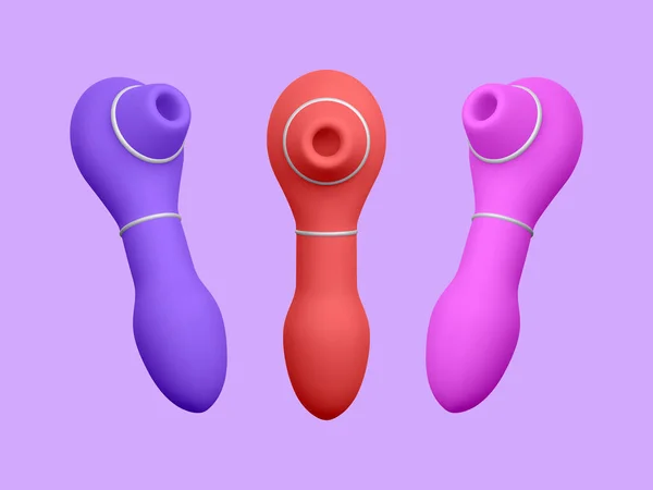 Set Von Realistischen Klitorisstimulator Isoliert Auf Hellem Hintergrund Banner Mit — Stockvektor