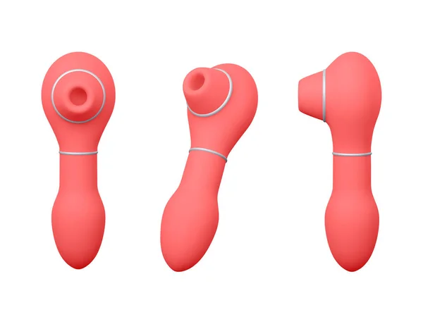 白い背景に隔離された3次元現実的なクリトリス刺激剤のセット 女性のためのセックスおもちゃとセックスショップバナー ベクターイラスト — ストックベクタ