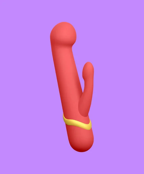Realistic Double Headed Dildo Vibrator Isolated Light Background Sex Toy — Image vectorielle