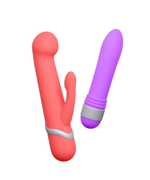 Set Von Realistischen Dildos Vibrator Isoliert Auf Weißem Hintergrund Sexspielzeug — Stockvektor