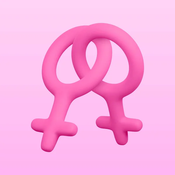 3D现实的女同性恋标志 渲染女性的性别图标 矢量说明 — 图库矢量图片