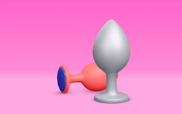Realistic Butt Plug Isolated Light Background Sex Toys Ass Vector — ストックベクタ