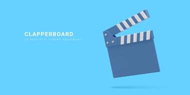 3d realistic clapperboard isolated on light background. Vector illustration.