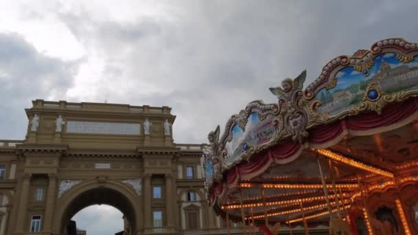 Florenz Italien November 2022 Das Antike Pferdekarussell Dreht Sich Und — Stockvideo