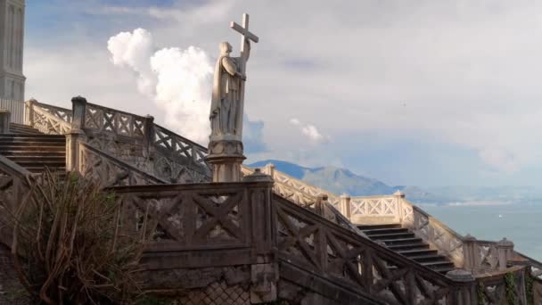 Gaeta Itália Maio 2023 Estátua Localizada Nos Degraus Templo São — Vídeo de Stock