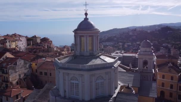 Panoramisch Uitzicht Koepel Van Basiliek Van San Maurizio Imperia — Stockvideo