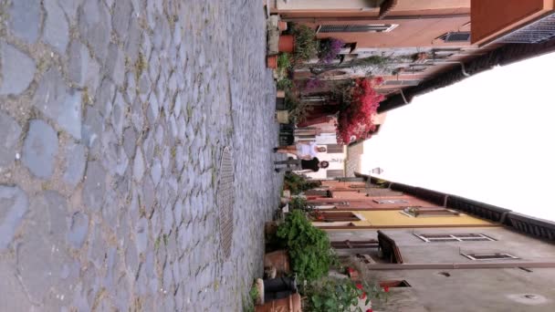 Vidéo Verticale Couple Marchant Dans Village Ostia Antica Tenant Main — Video