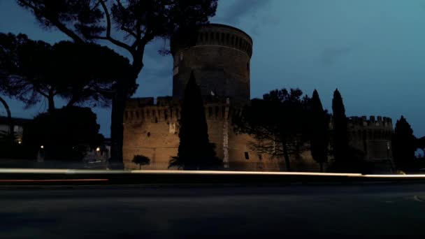 Ostia Antica Köyündeki Ortaçağ Şatosunun Hızlandırılmış Videosu — Stok video