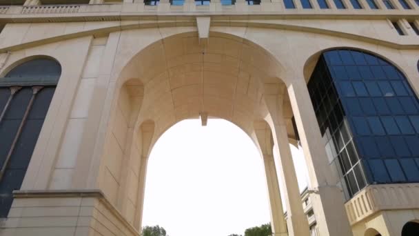 Montpellier France September 2023 Panoramic View Bottom Top Arch Antigone — Stock Video