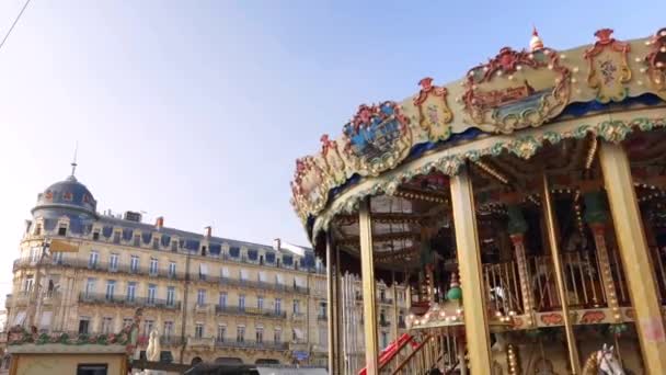 Montpellier France Septembre 2023 Carrousel Historique Place Comédie — Video