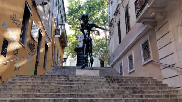 Figueres España Septiembre 2023 Estatua Artística Con Sol Fondo Cerca — Vídeos de Stock