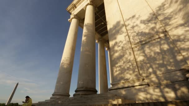 Der Jefferson Memorial Blick Von Hinten Auf Das Washington Monument — Stockvideo
