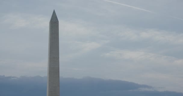 Washingtonský Památník Horní Polovině Washingtonu Mraky Zatažený Den Převzato Jeffersonova — Stock video