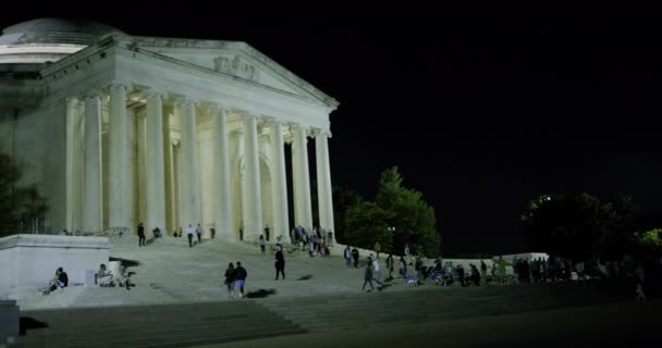 Jefferson Memorial Sparato All Esterno Sinistra Durante Notte Washington Video — Video Stock