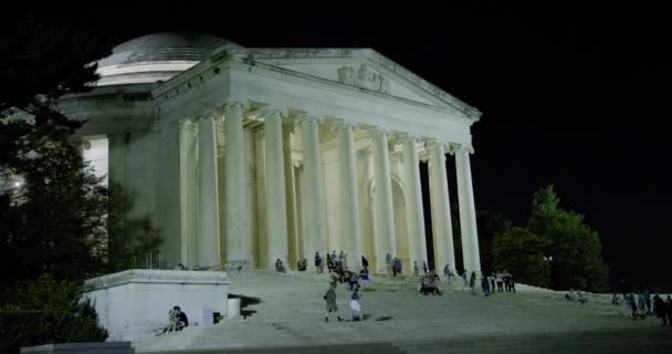 Jefferson Memorial Disparo Exterior Izquierdo Noche Washington Disparo Estático Video — Vídeo de stock