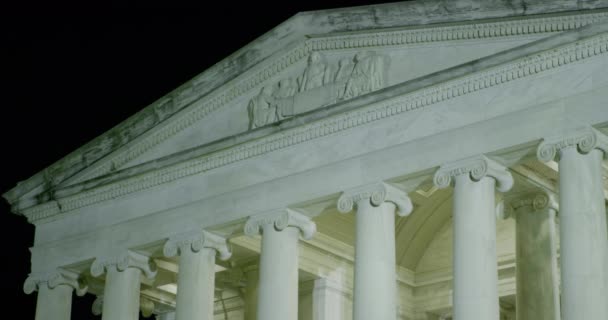 Jefferson Memorial Sol Tarafı Gece Washington Statik Çekimlerinde Yakın Plan — Stok video
