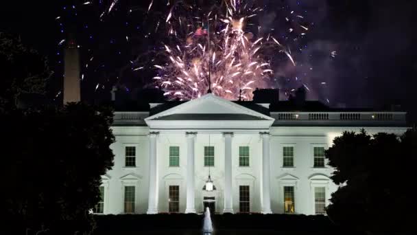 Washington Daki Beyaz Saray Gece Havai Fişek Atıldı Geceleyin Çekilmiş — Stok video