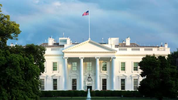 Het Witte Huis Een Prachtige Voorjaarsmiddag Washington Met Een Regenboog — Stockvideo