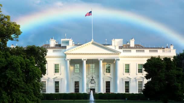 Vita Huset Vacker Våreftermiddag Washington Med Regnbåge Det Här Den — Stockvideo