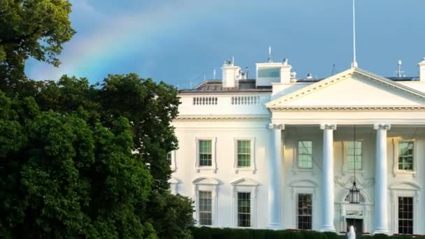 White House Beautiful Spring Afternoon Washington Rainbow Home United States — Stockvideo