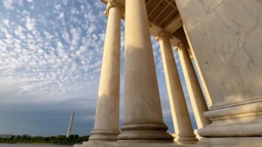 The back of the Jefferson Memorial from the back in Washington, DC on a beautiful afternoon. High quality high resolution timelapse. 