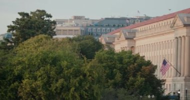 The National Oceanic and Atmospheric Administration in Washington DC at Sunset panning shot. High Quality 4k Footage.