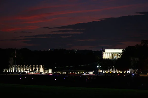 Lincoln Memorial World War Memorial Washington Night Inglés Timelapse Muestra — Foto de Stock
