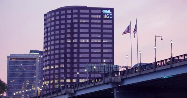 Budynek Kotła Parowego Hsb Hartford Hartford Connecticut Zachodzie Słońca Wysokiej — Wideo stockowe