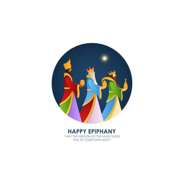 Vector illustration of Happy Epiphany Christian festival three wise men clipart