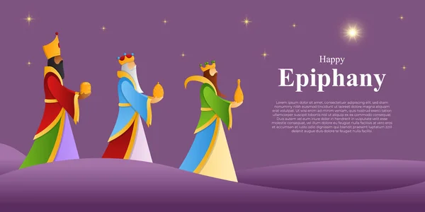Ilustración Vectorial Feliz Fiesta Cristiana Epifanía Tres Sabios — Vector de stock