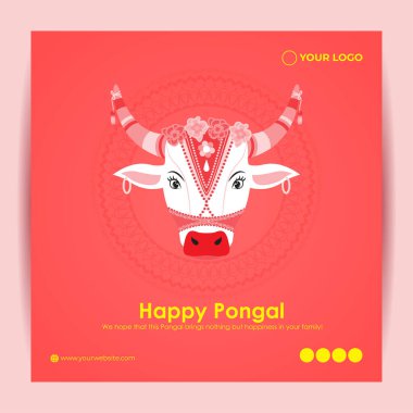 Happy Pongal Festivali 'nin temsilci illüstrasyonu bayrak şablonu