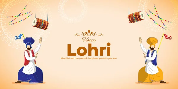 Vector Illustratie Van Happy Lohri Festival Wenst Achtergrond — Stockvector