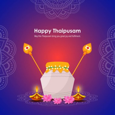 Mutlu Thaipusam veya Thaipoosam selamlaması vektör illüstrasyon kavramı