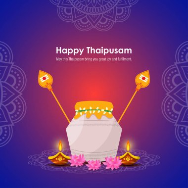 Vector illustration concept of Happy Thaipusam or Thaipoosam greeting clipart