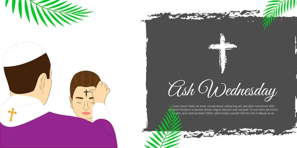 Vector Illustration Ash Wednesday Christian Holy Day Banner — 스톡 벡터