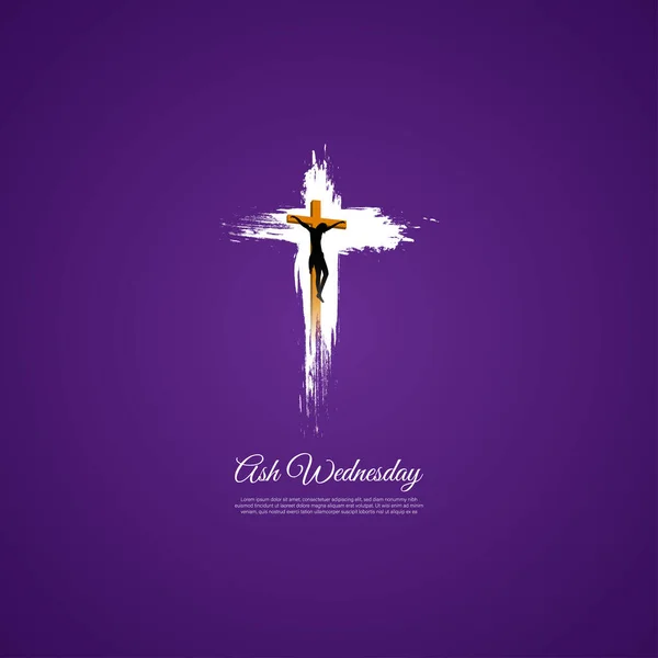 Vector Illustration Ash Wednesday Christian Holy Day Banner — Archivo Imágenes Vectoriales