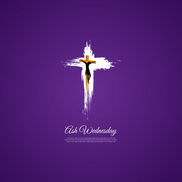 Vector illustration of Ash Wednesday Christian holy day banner