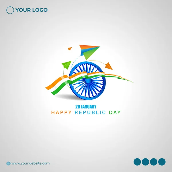 Vektorová Ilustrace Happy Indian Republic Day Ledna — Stockový vektor